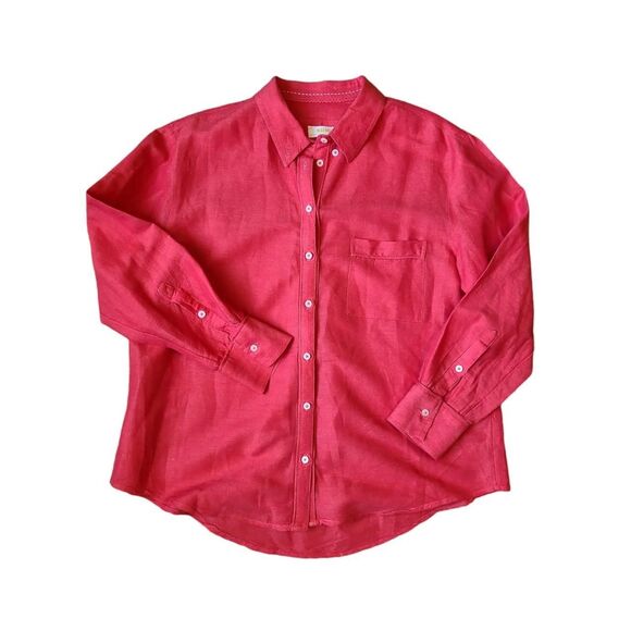 Maeve Tops - Anthropologie Maeve Red linen cotton button-down shirt. READ